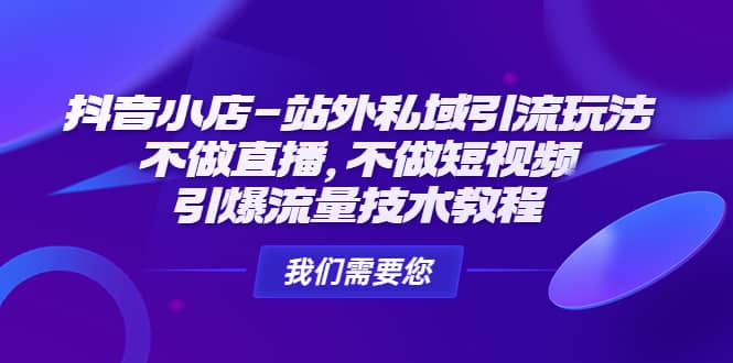 抖音小店-站外私域引流玩法：不做直播，不做短视频，引爆流量技术教程-枫叶微课堂