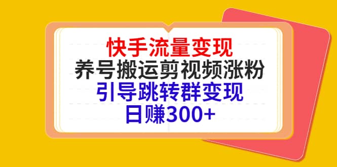 快手流量变现，养号搬运剪视频涨粉，引导跳转群变现日赚300+-枫叶微课堂