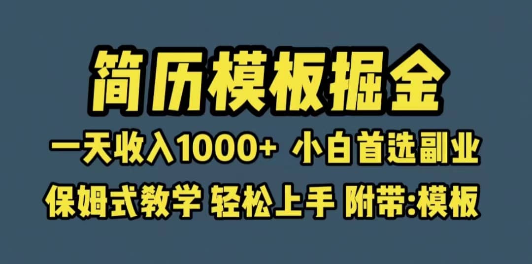 靠简历模板赛道掘金，一天收入1000+小白首选副业，保姆式教学（教程+模板）-枫叶微课堂