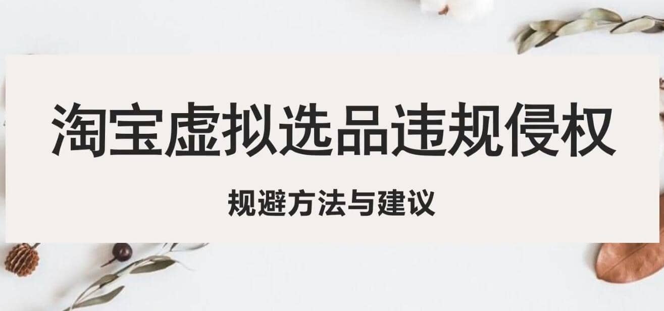 淘宝虚拟违规侵权规避方法与建议，6个部分详细讲解，做虚拟资源必看-枫叶微课堂