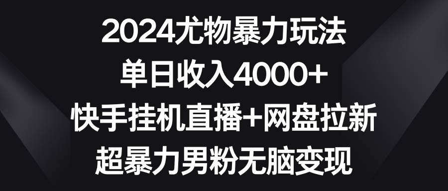 2024尤物暴力玩法 单日收入4000+快手挂机直播+网盘拉新 超暴力男粉无脑变现-枫叶微课堂
