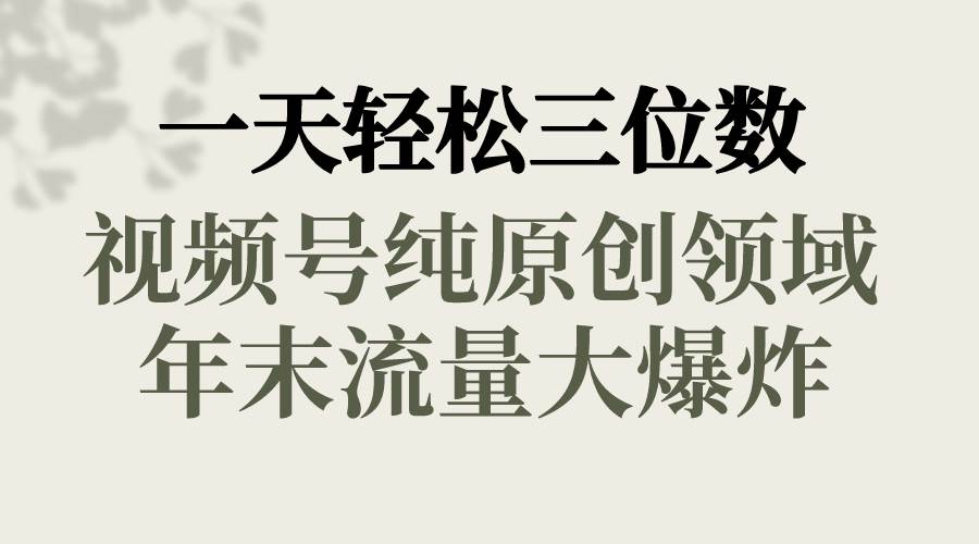 一天轻松三位数，视频号纯原创领域，春节童子送祝福，年末流量大爆炸-枫叶微课堂