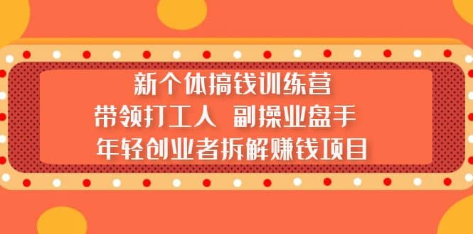 新个体搞钱训练营：带领打工人 副操业盘手 年轻创业者拆解赚钱项目-枫叶微课堂