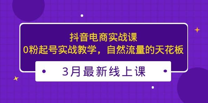 3月最新抖音电商实战课：0粉起号实战教学，自然流量的天花板-枫叶微课堂