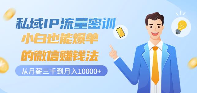 私域IP流量密训：小白也能爆单的微信赚钱法，从月薪三千到月入10000+-枫叶微课堂