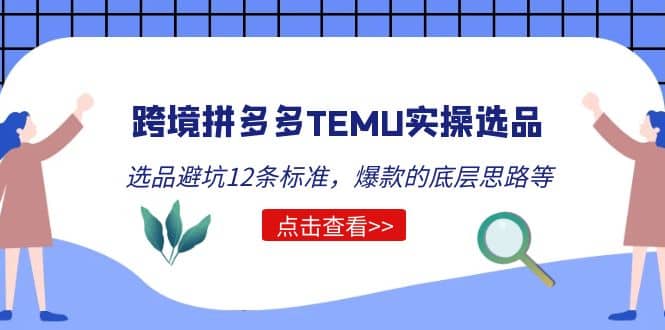跨境拼多多TEMU实操选品运营方法，选品避坑12条标准，爆款的底层思路等-枫叶微课堂