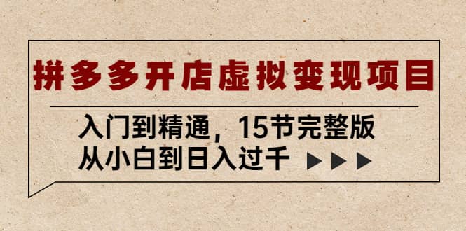拼多多开店虚拟变现项目：入门到精通（15节完整版）-枫叶微课堂