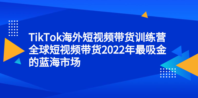 TikTok海外短视频带货训练营，全球短视频带货2022年最吸金的蓝海市场-枫叶微课堂