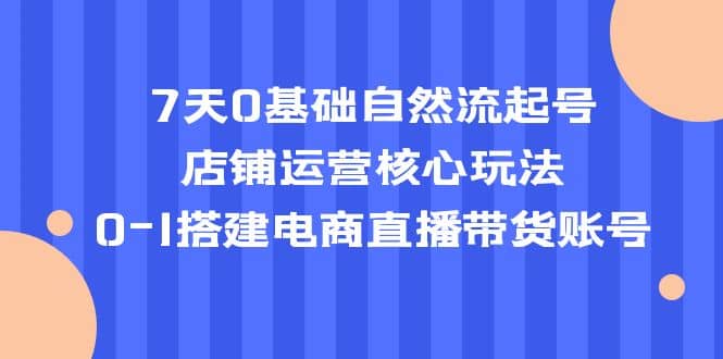 7天0基础自然流起号，店铺运营核心玩法，0-1搭建电商直播带货账号-枫叶微课堂