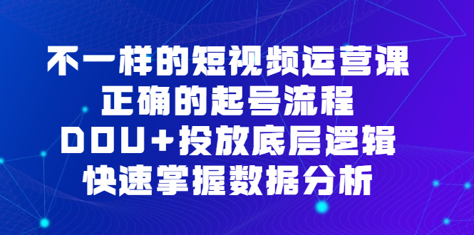 不一样的短视频运营课，正确的起号流程，DOU+投放底层逻辑，快速掌握数据分析-枫叶微课堂