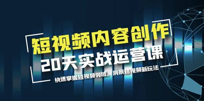 短视频内容创作20天实战运营课，快速掌握短视频领域，洞察短视频新玩法-枫叶微课堂