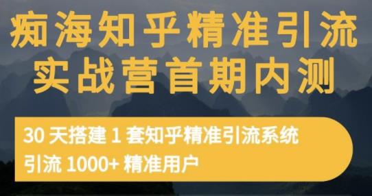 痴海知乎精准引流实战营1-2期，30天搭建1套知乎精准引流系统，引流1000+精准用户-枫叶微课堂