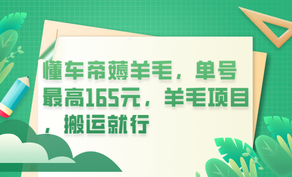 懂车帝薅羊毛，单号最高165元，羊毛项目，搬运就行-枫叶微课堂