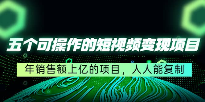 五个可操作的短视频变现项目：年销售额上亿的项目，人人能复制-枫叶微课堂