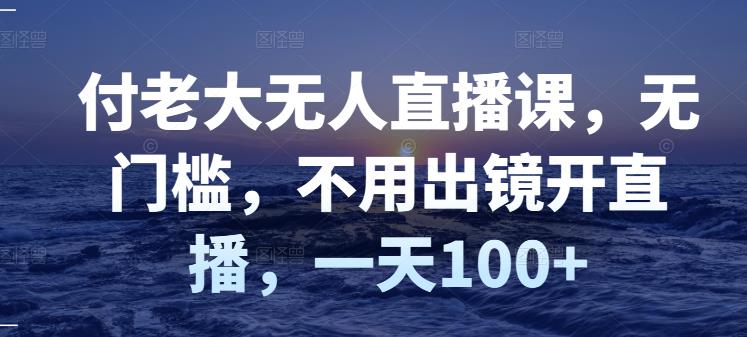 付老大无人直播课，无门槛，不用出镜开直播，一天100+-枫叶微课堂