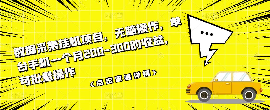 数据采集挂机项目，无脑操作，单台手机一个月200-300的收益，可批量操作-枫叶微课堂
