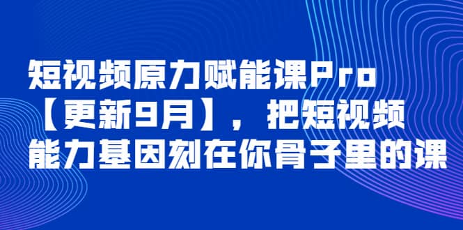 短视频原力赋能课Pro【更新9月】，把短视频能力基因刻在你骨子里的课-枫叶微课堂