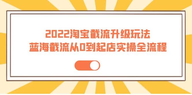 2022淘宝截流升级玩法：蓝海截流从0到起店实操全流程 价值千元-枫叶微课堂