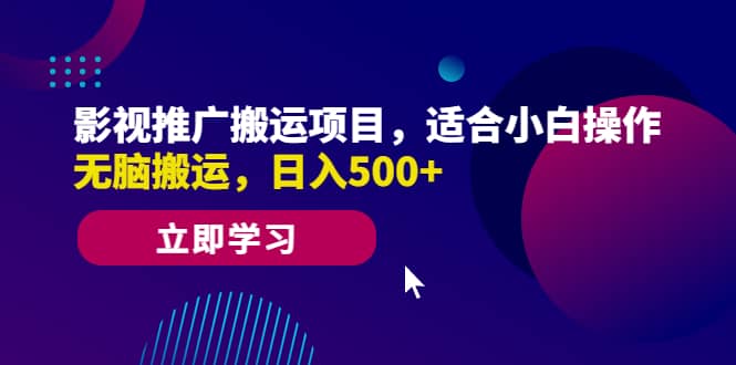 影视推广搬运项目，适合小白操作，无脑搬运，日入500+-枫叶微课堂