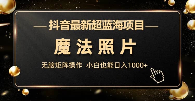 抖音最新超蓝海项目，魔法照片，无脑矩阵操作，小白也能日入1000+-枫叶微课堂