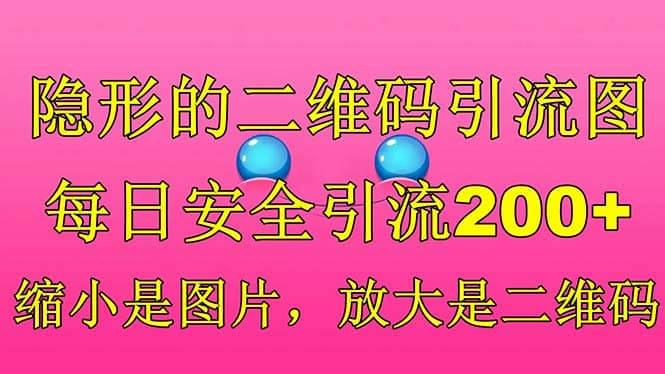 隐形的二维码引流图，缩小是图片，放大是二维码，每日安全引流200+-枫叶微课堂