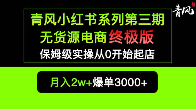 小红书无货源电商爆单终极版【视频教程+实战手册】保姆级实操从0起店爆单-枫叶微课堂