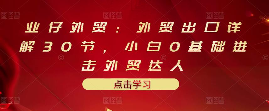 业仔外贸：外贸出口详解30节，小白0基础进击外贸达人 价值666元-枫叶微课堂