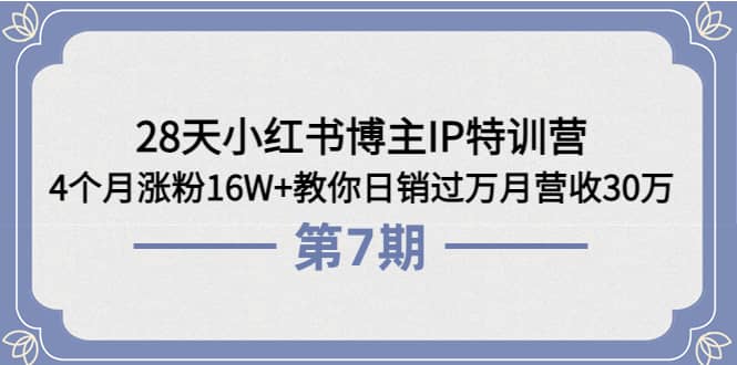 28天小红书博主IP特训营《第6+7期》4个月涨粉16W+教你日销过万月营收30万-枫叶微课堂