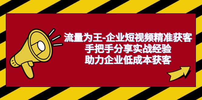 流量为王-企业 短视频精准获客，手把手分享实战经验，助力企业低成本获客-枫叶微课堂
