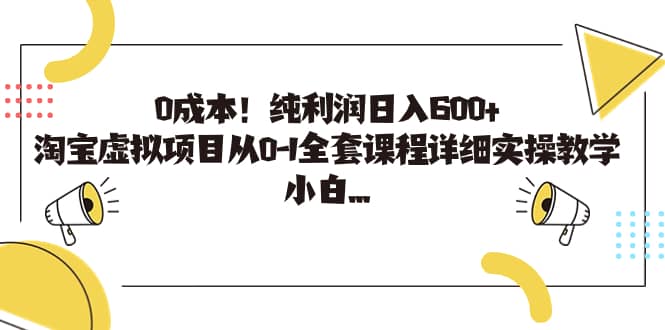 0成本！纯利润日入600+，淘宝虚拟项目从0-1全套课程详细实操教学-枫叶微课堂