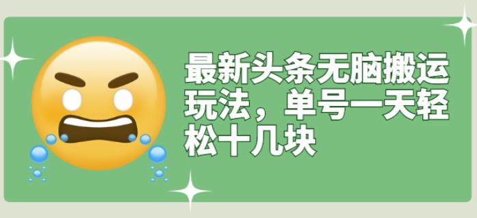 最新头条无脑搬运玩法，单号一天轻松十几块【视频教程+搬运软件】-枫叶微课堂