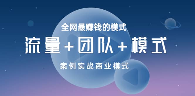 全网最赚钱的模式《流量+团队+模式》案例实战商业模式-枫叶微课堂
