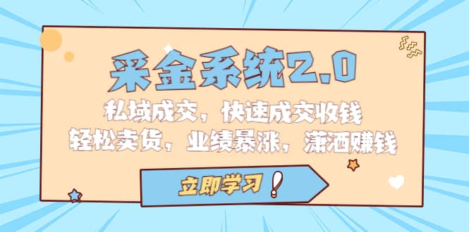 采金 系统2.0，私域成交，快速成交收钱，轻松卖货，业绩暴涨，潇洒赚钱-枫叶微课堂