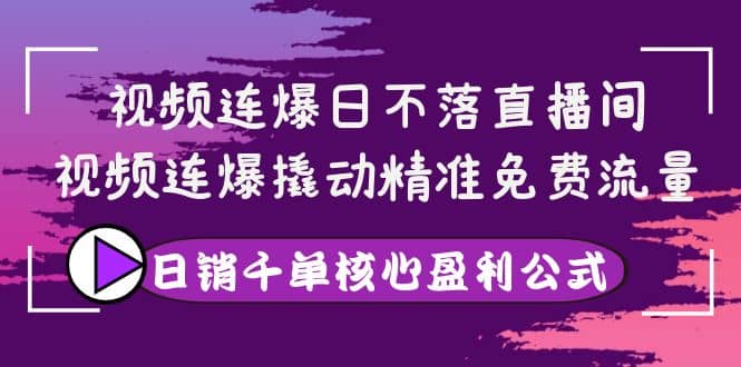 视频连爆日不落直播间，视频连爆撬动精准免费流量，日销千单核心盈利公式-枫叶微课堂