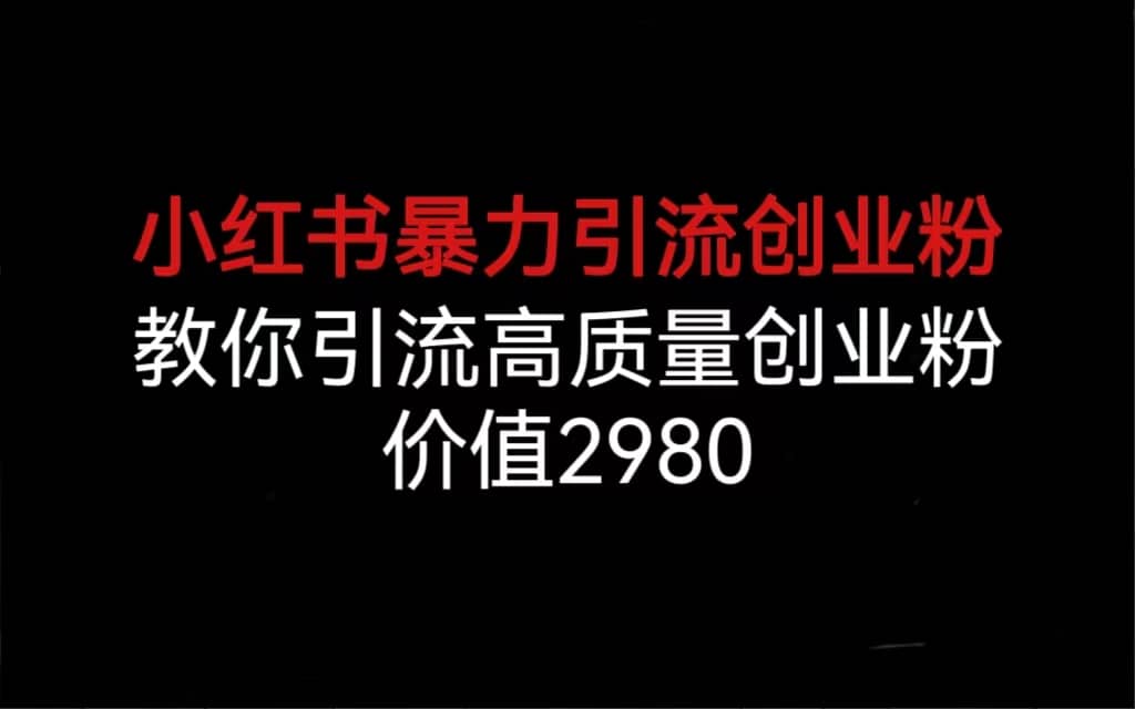 小红书暴力引流创业粉，教你引流高质量创业粉，价值2980-枫叶微课堂