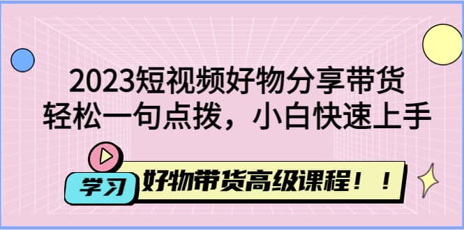 2023短视频好物分享带货，好物带货高级课程，轻松一句点拨，小白快速上手-枫叶微课堂