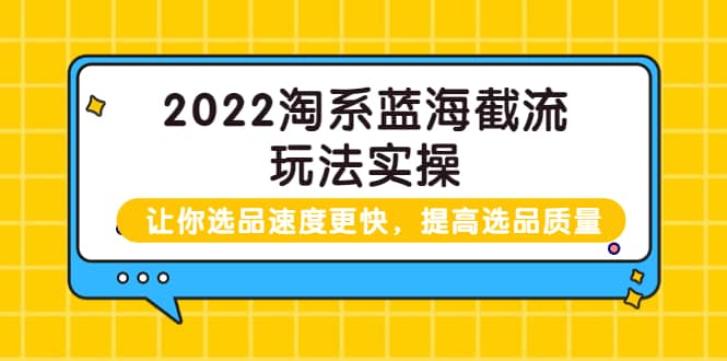 2022淘系蓝海截流玩法实操：让你选品速度更快，提高选品质量（价值599）-枫叶微课堂
