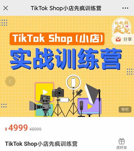 疯人院TikTok Shop小店先疯训练营，开启2022年海外小店带货，从0到1掌握TK小店运营技巧-枫叶微课堂