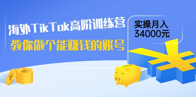 海外TikTok高阶训练营：教你做个能赚钱的账号，实操月入34000元！-枫叶微课堂