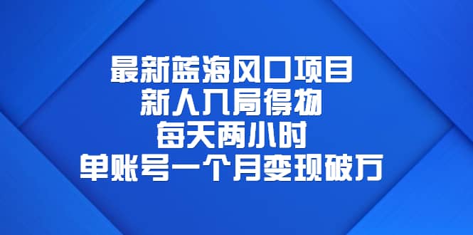 最新蓝海风口项目，新人入局得物，每天两小时，单账号一个月变现破万-枫叶微课堂