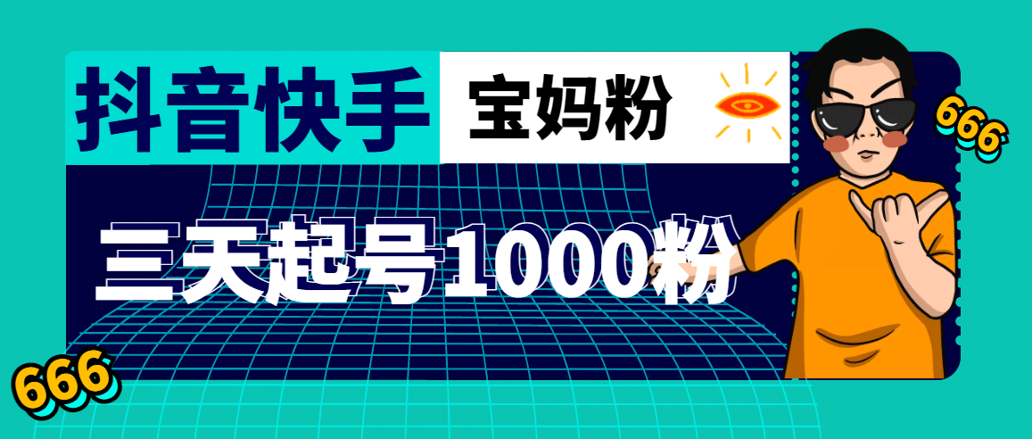 抖音快手三天起号涨粉1000宝妈粉丝的核心方法【详细玩法教程】-枫叶微课堂
