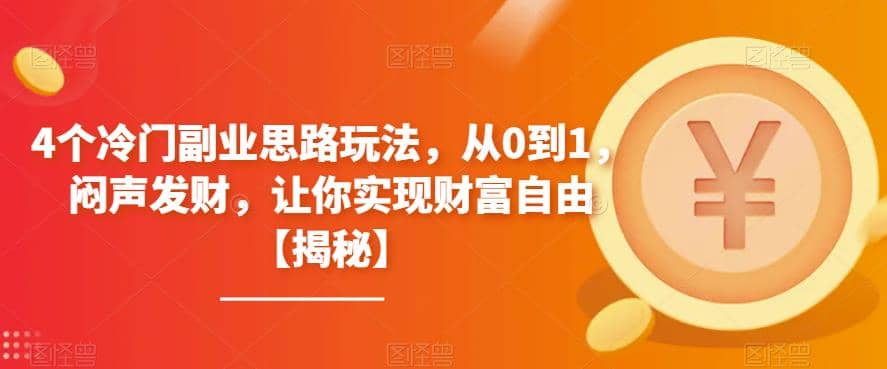 4个冷门副业思路玩法，从0到1，闷声发财，让你实现财富自由【揭秘】-枫叶微课堂