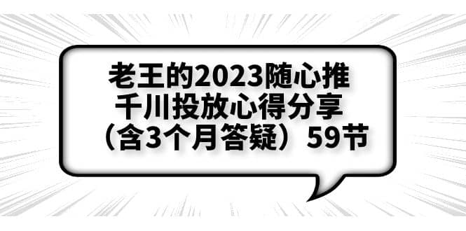 老王的2023随心推+千川投放心得分享（含3个月答疑）59节-枫叶微课堂