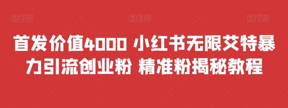 首发价值4000 小红书无限艾特暴力引流创业粉 精准粉揭秘教程-枫叶微课堂