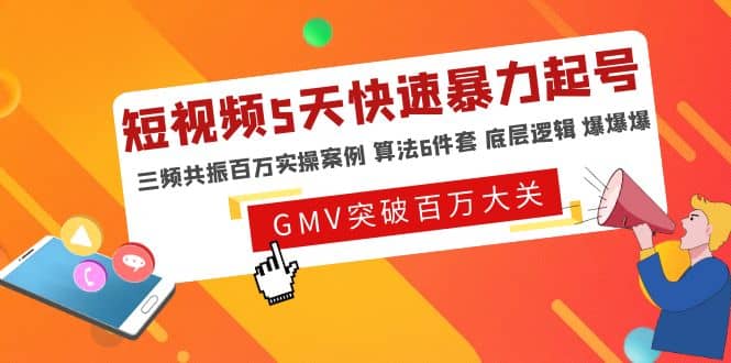 短视频5天快速暴力起号，三频共振百万实操案例 算法6件套 底层逻辑 爆爆爆-枫叶微课堂