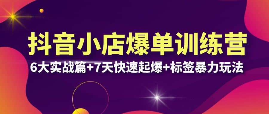 抖音小店爆单训练营VIP线下课：6大实战篇+7天快速起爆+标签暴力玩法(32节)-枫叶微课堂