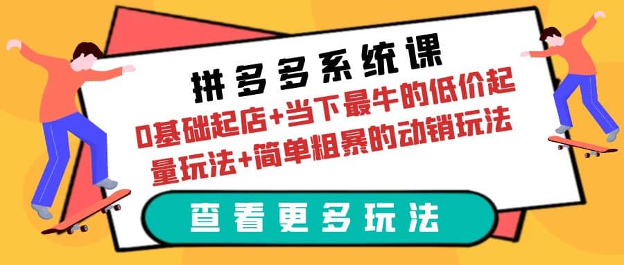 拼多多系统课：0基础起店+当下最牛的低价起量玩法+简单粗暴的动销玩法-枫叶微课堂