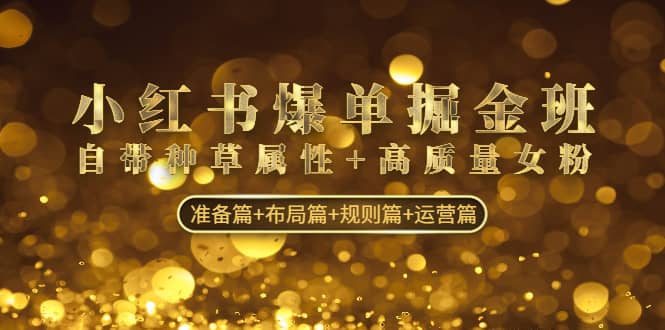 小红书爆单掘金班：自带种草属性+高质量女粉 准备篇+布局篇+规则篇+运营篇-枫叶微课堂