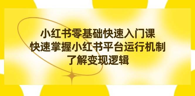 小红书0基础快速入门课，快速掌握小红书平台运行机制，了解变现逻辑-枫叶微课堂