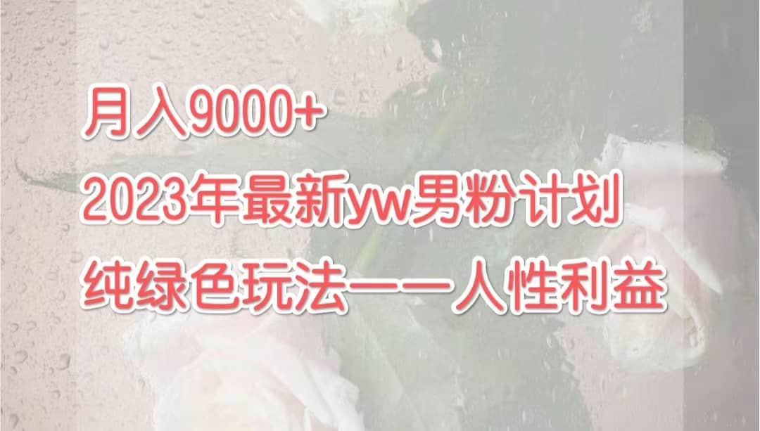 月入9000+2023年9月最新yw男粉计划绿色玩法——人性之利益-枫叶微课堂